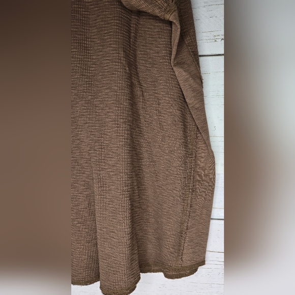 Lucky Brand Thermal Crew Brown Knit Rough Trim Long Sleeve Pullover Shirt XL - Picture 5 of 11